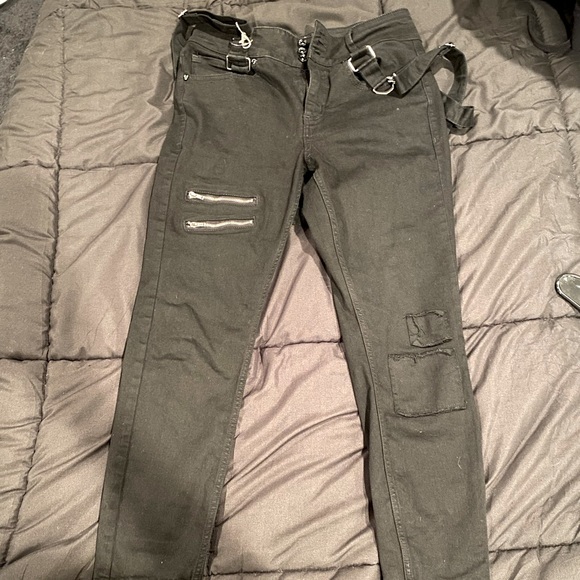Women’s Hot Topic HT Denim Bondage Jeans w/ detachable straps - Picture 1 of 4